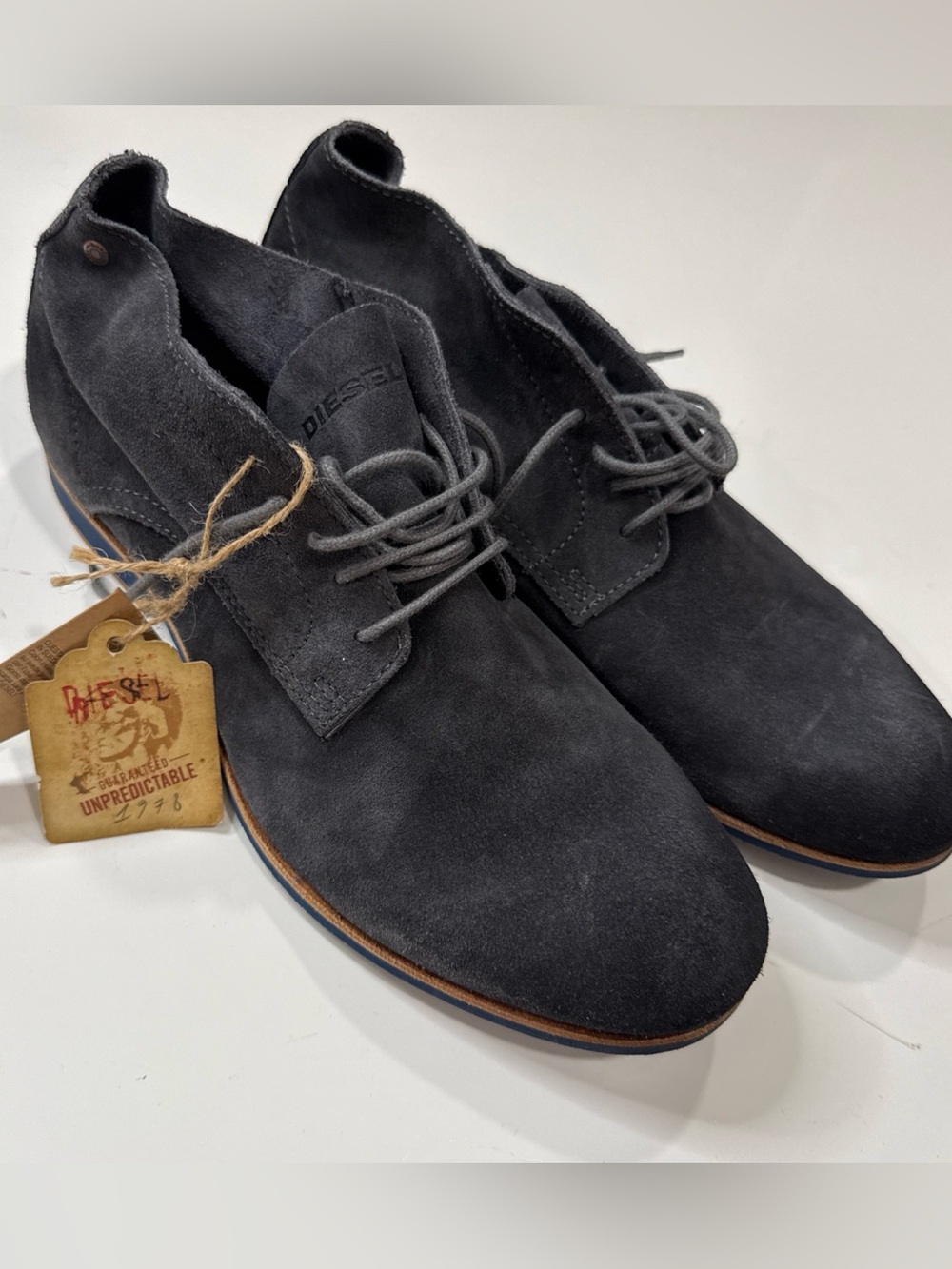 Diesel Mens Gray Leather Suede Chukka Boots Casual Lace Up Shoes 42 Us9 A050926